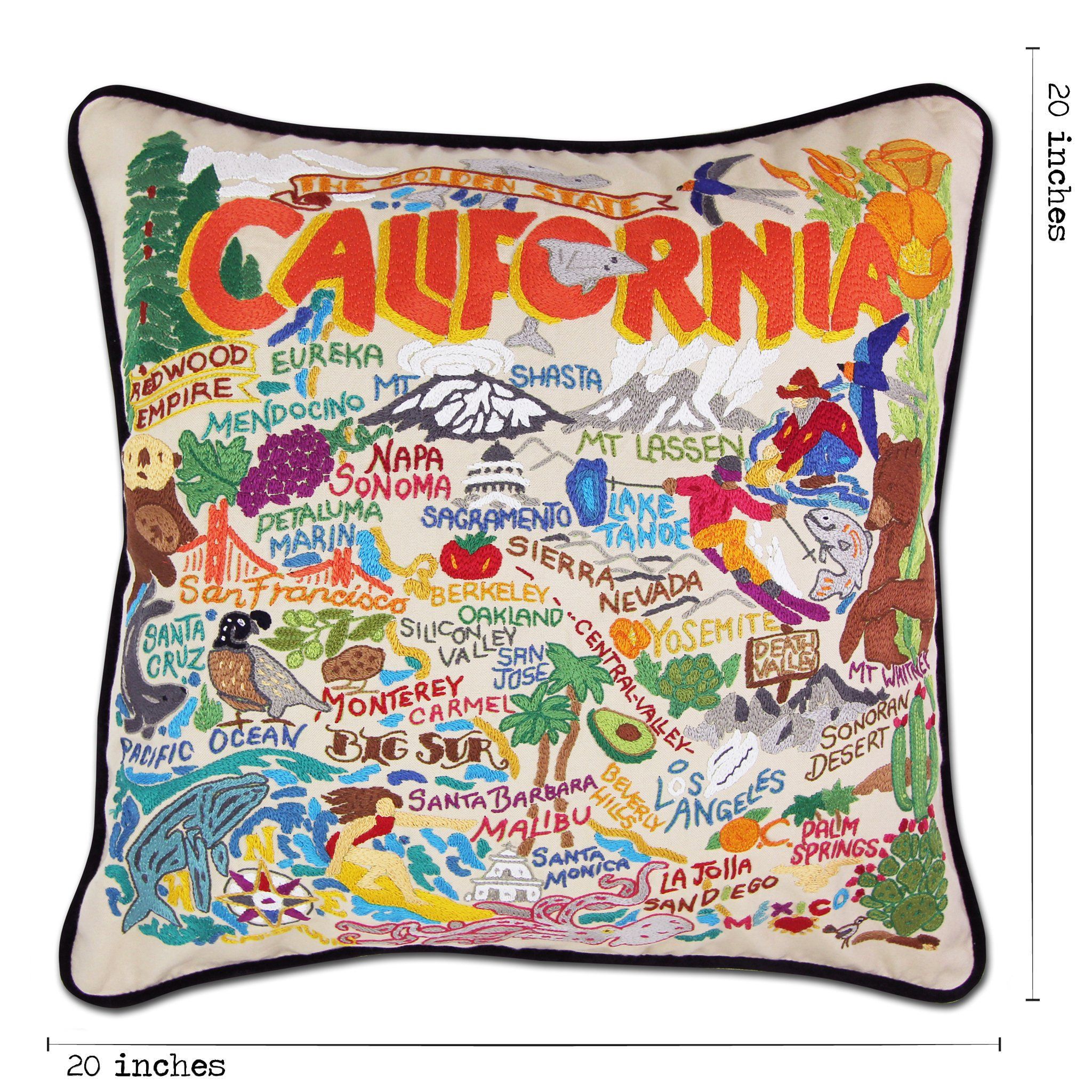 California Hand-Embroidered Pillow | State Collection by catstudio