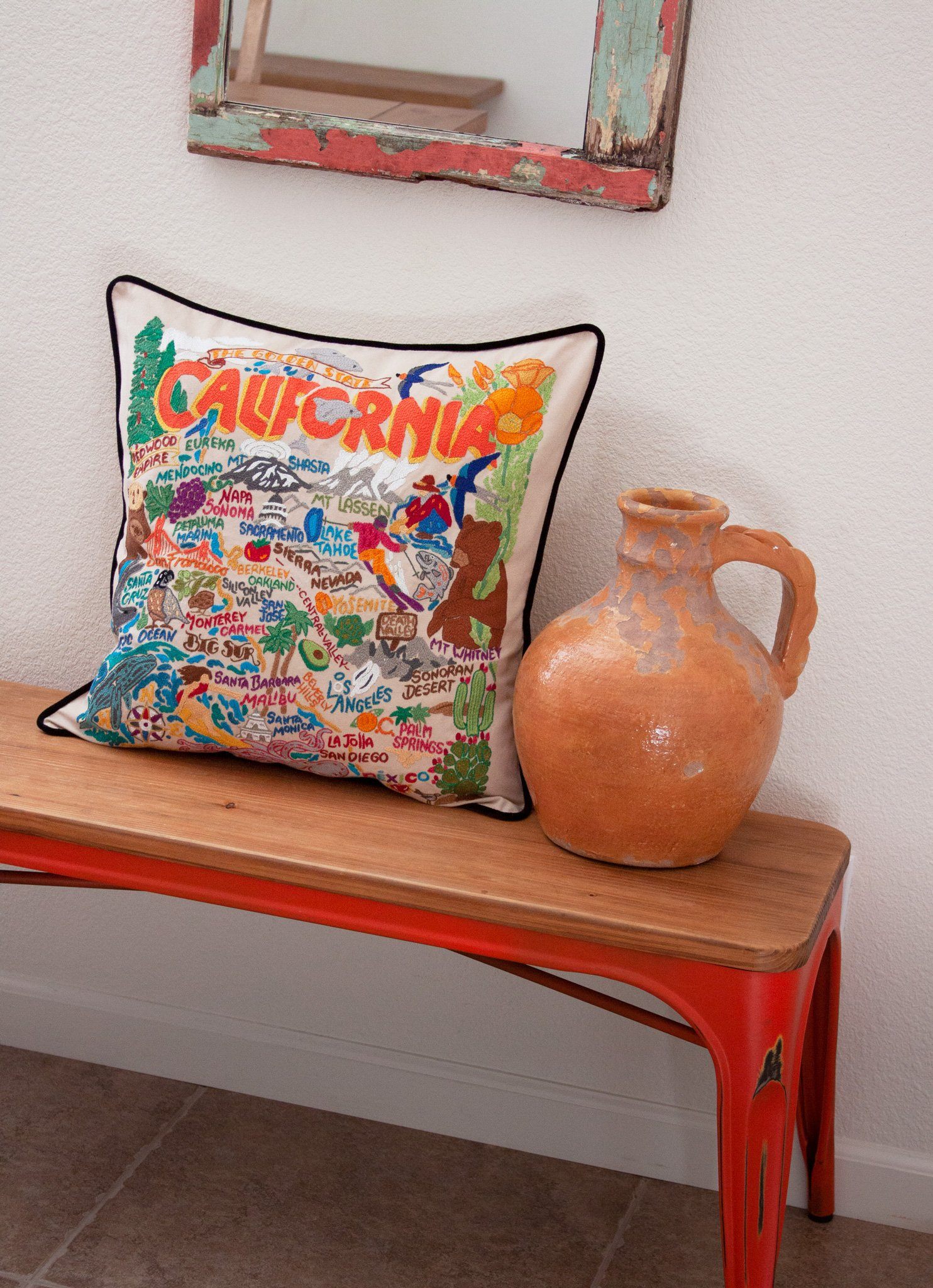 California Hand-Embroidered Pillow | State Collection by catstudio