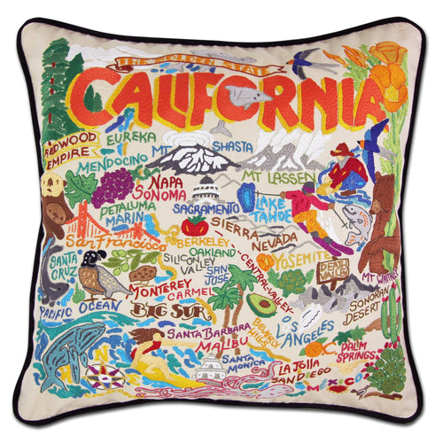 California Hand-Embroidered Pillow Pillow catstudio