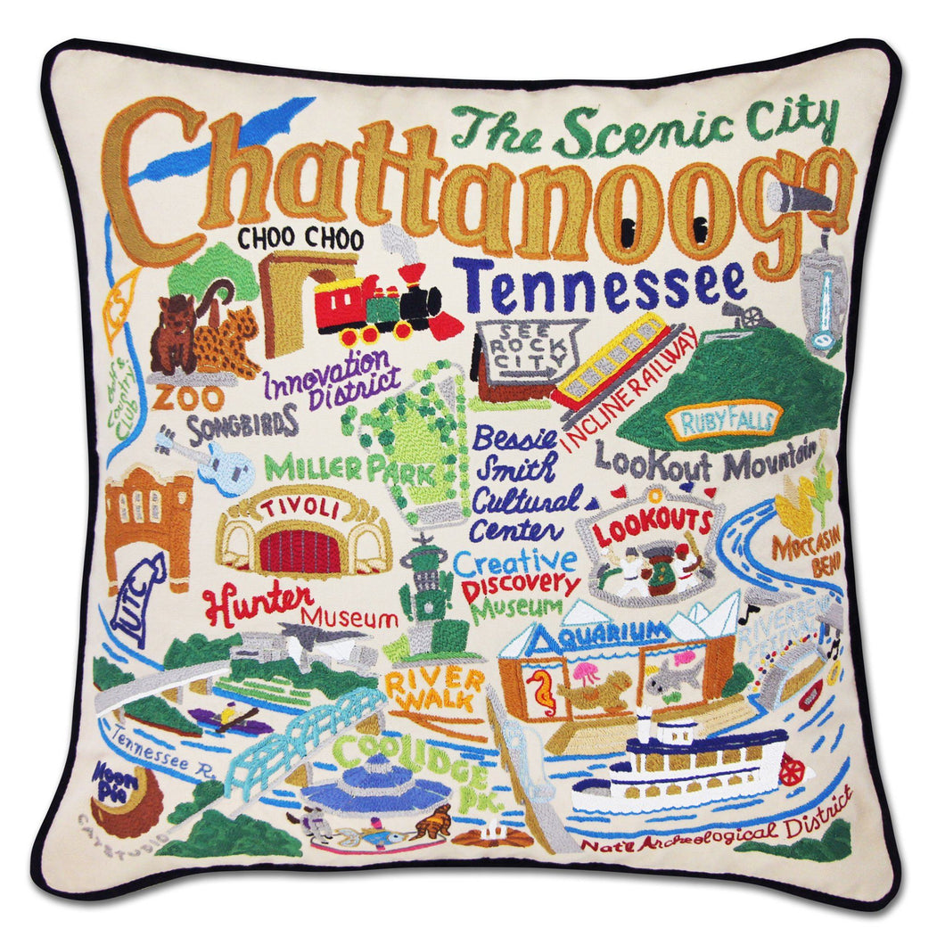 Chattanooga Hand-Embroidered Pillow - catstudio