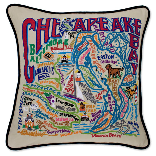 Chesapeake Bay Hand-Embroidered Pillow - catstudio