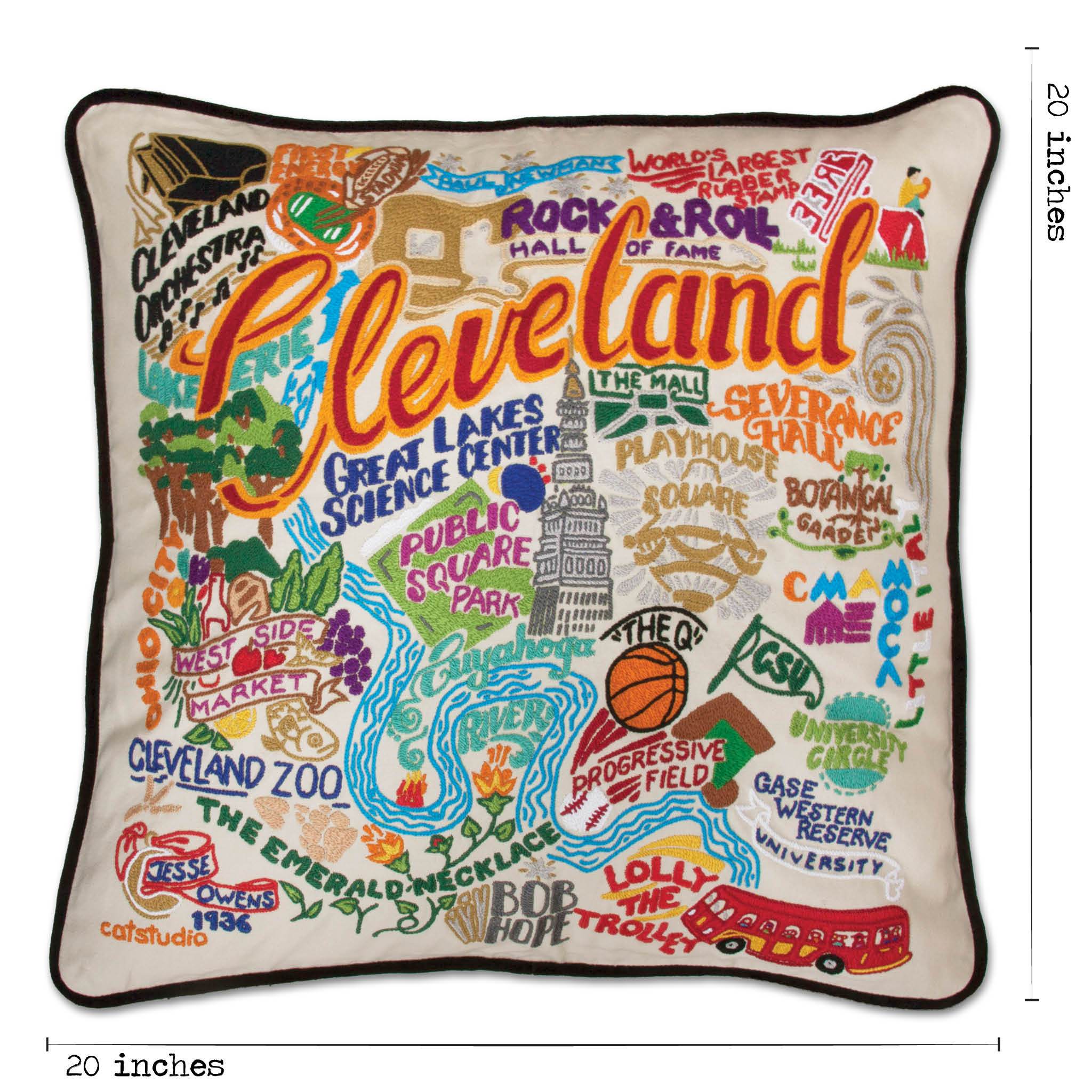 Cleveland Hand-Embroidered Pillow | Ohio Collection by catstudio