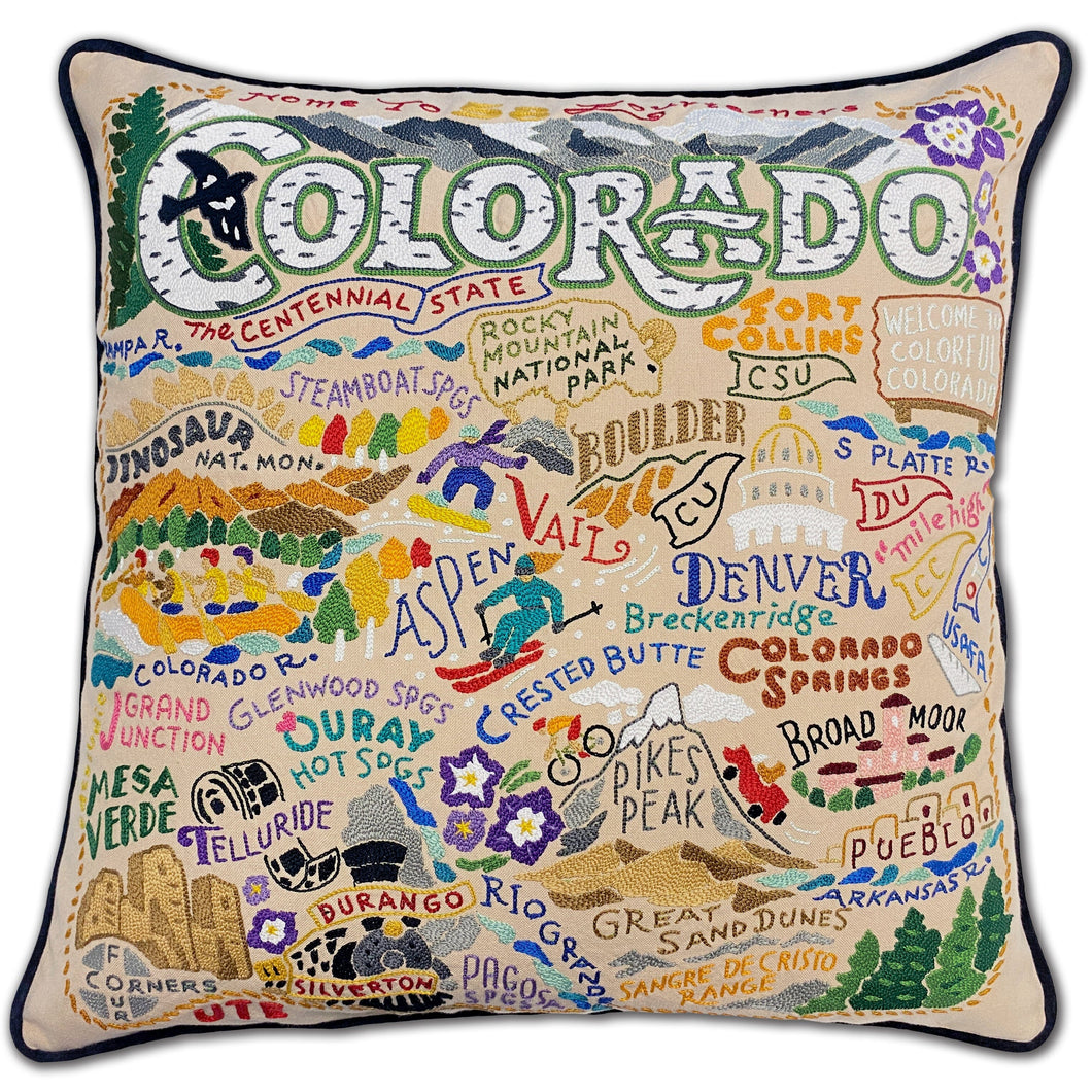 Colorado Hand-Embroidered Pillow Pillow catstudio 