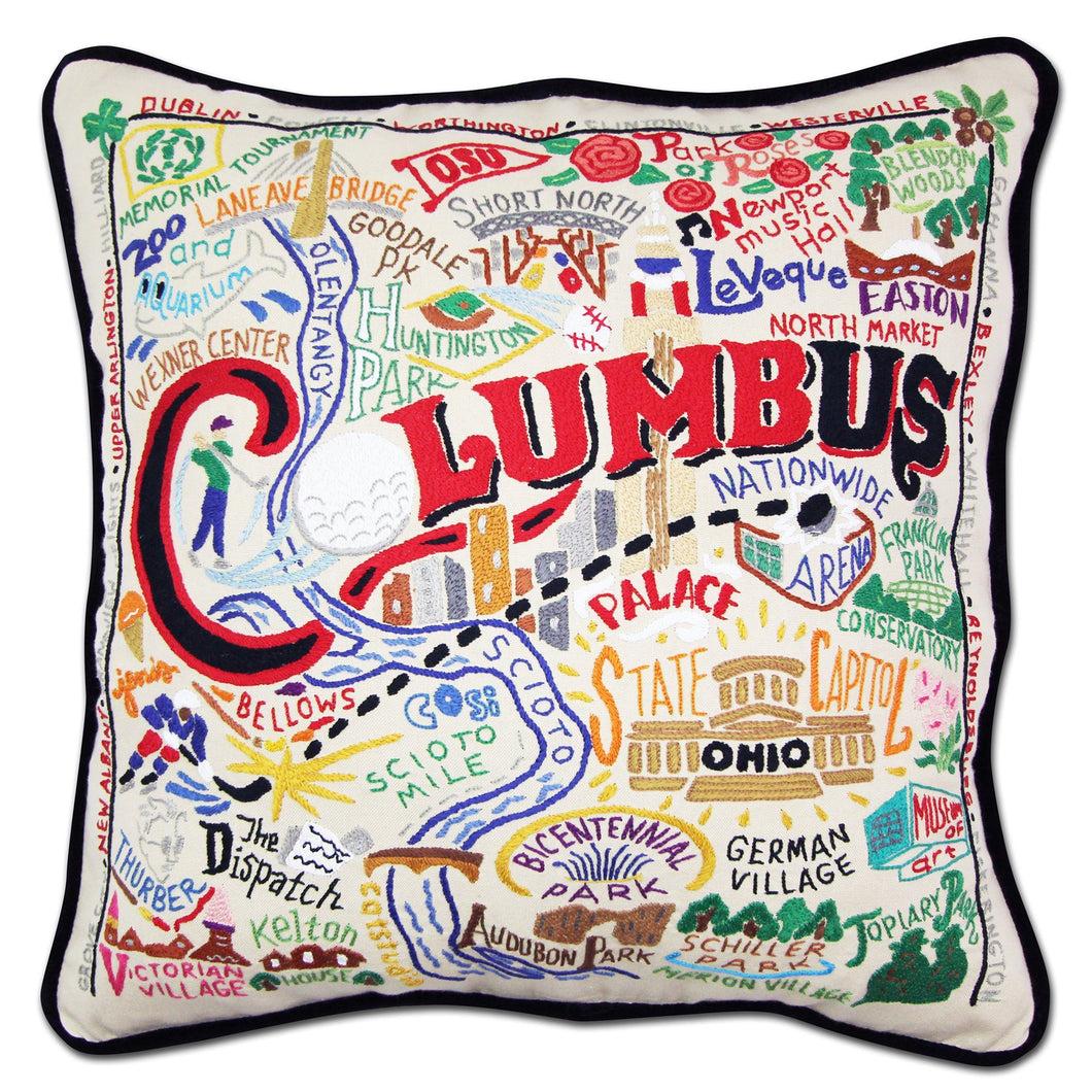 Columbus Hand-Embroidered Pillow - catstudio