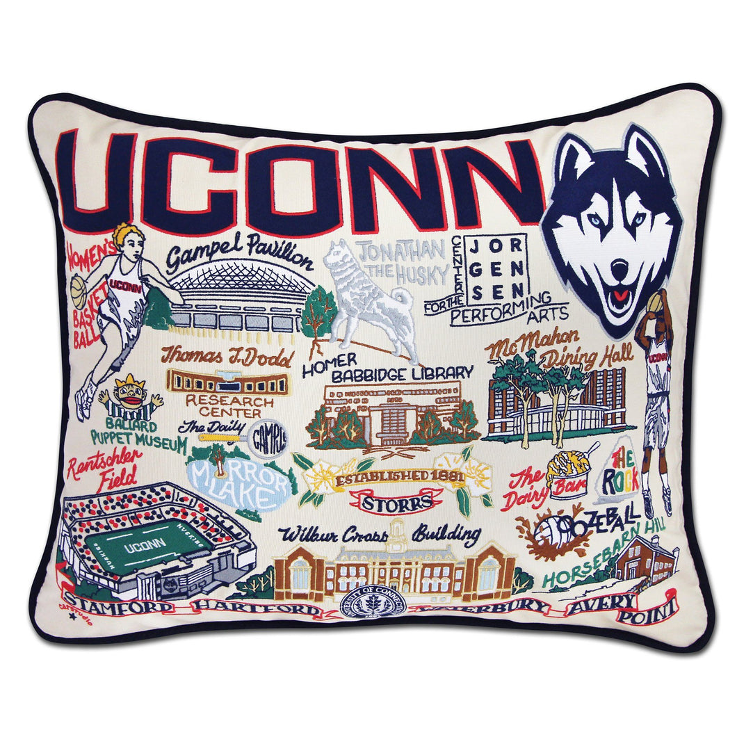 Connecticut, University of Collegiate Embroidered Pillow - catstudio 
