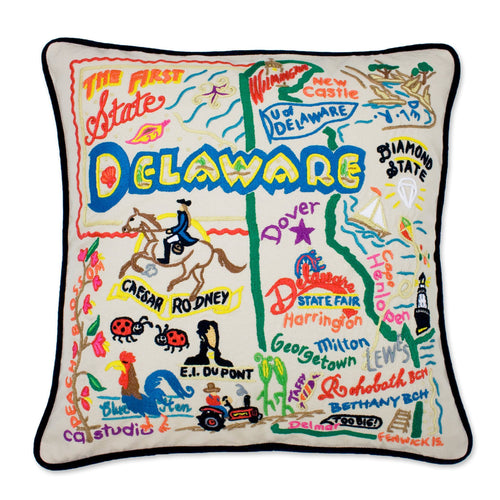 Delaware Hand-Embroidered Pillow - catstudio