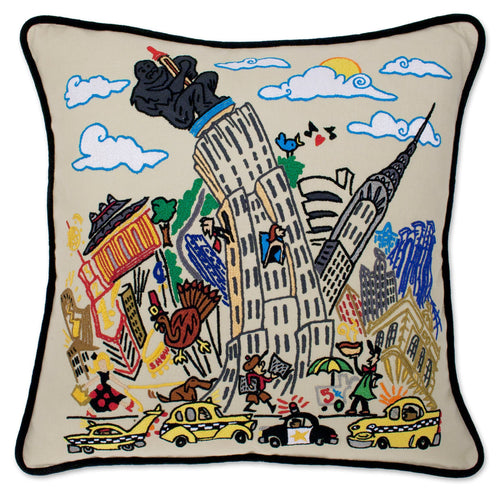 Empire State XL Hand-Embroidered Pillow - catstudio