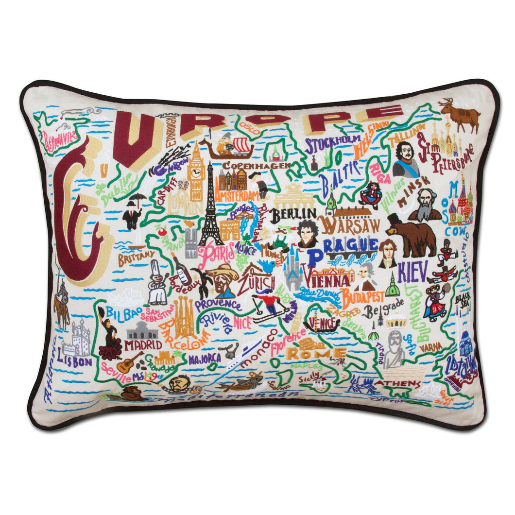Europe Embroidered Pillow - catstudio