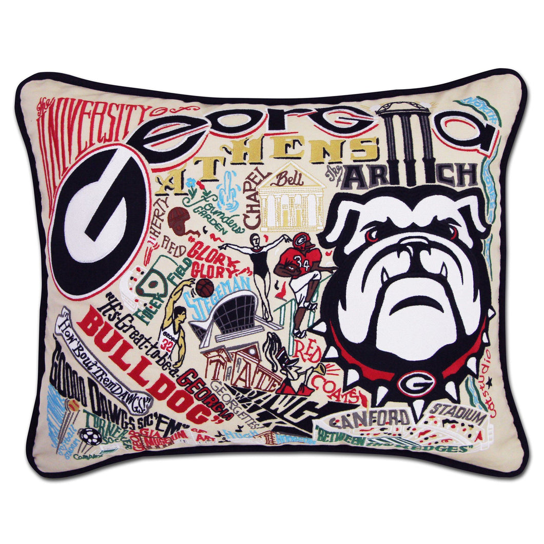 Georgia, University of Collegiate Embroidered Pillow - catstudio 