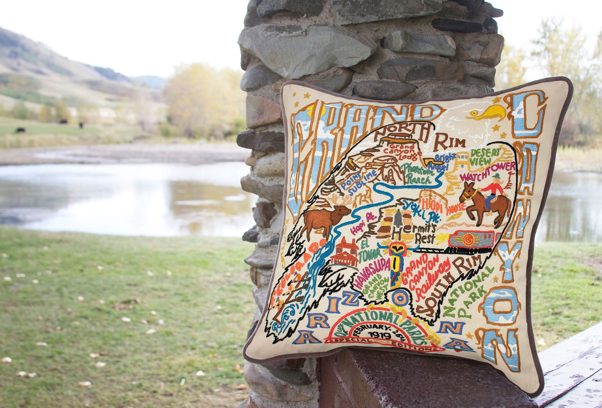 Grand Canyon Hand-Embroidered Pillow | National Parks Collection