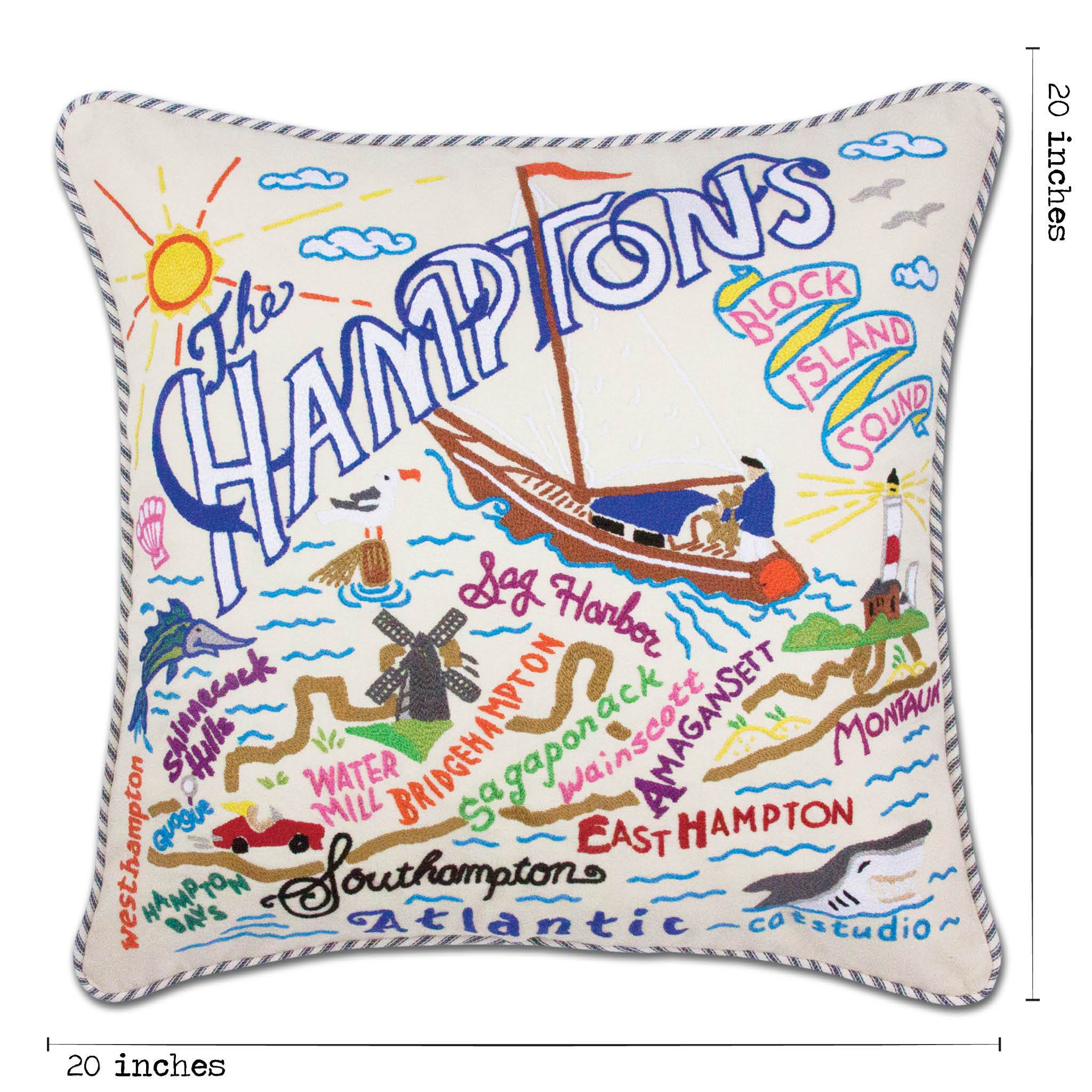Hamptons Hand-Embroidered Pillow | New York Collection by