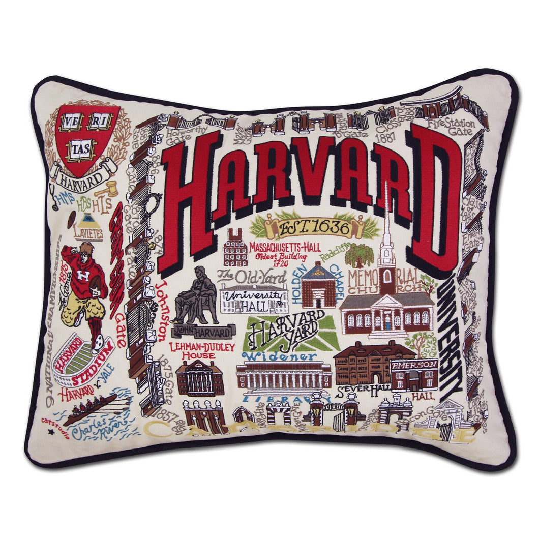 Harvard University Collegiate Embroidered Pillow Pillow catstudio