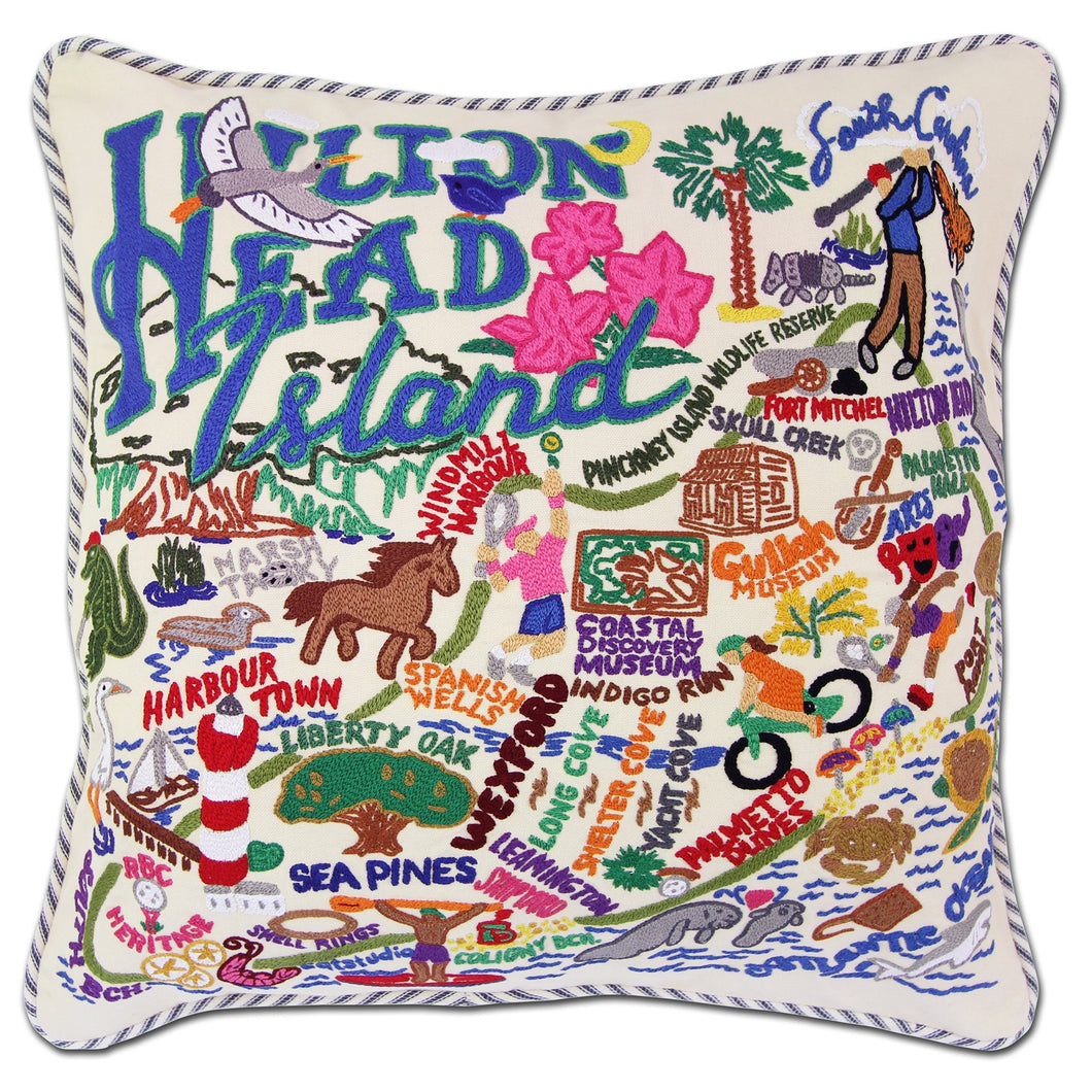 Hilton Head Hand-Embroidered Pillow - catstudio