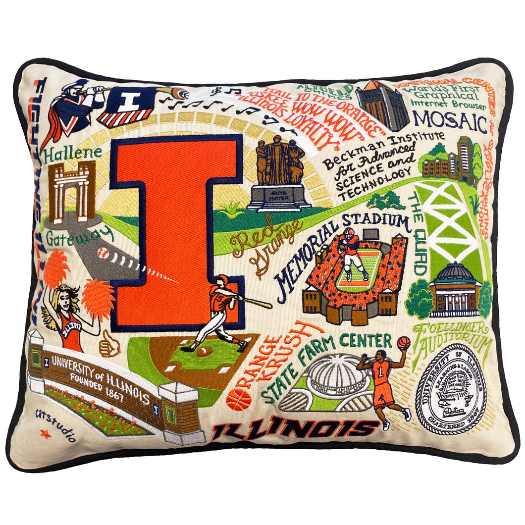 Illinois, University of Collegiate Embroidered Pillow Pillow catstudio 