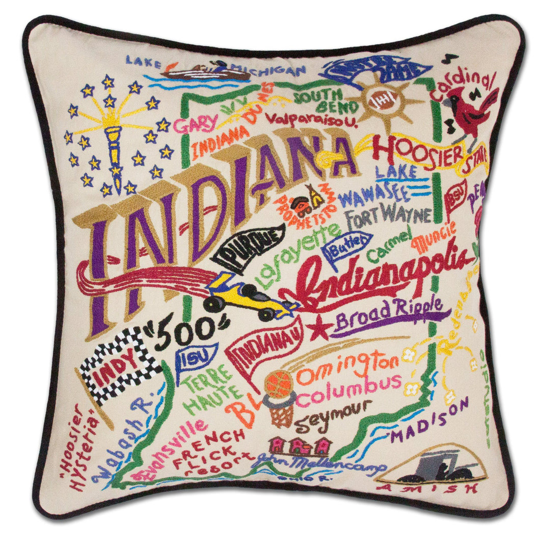 Indiana Hand-Embroidered Pillow - catstudio