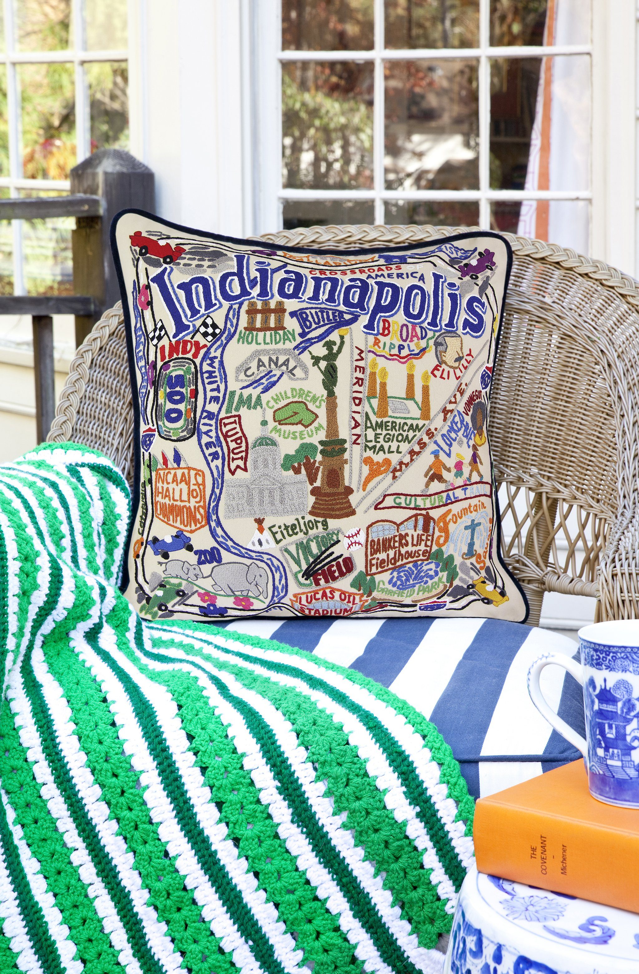 Indianapolis Hand-Embroidered Pillow | Indiana Collection by