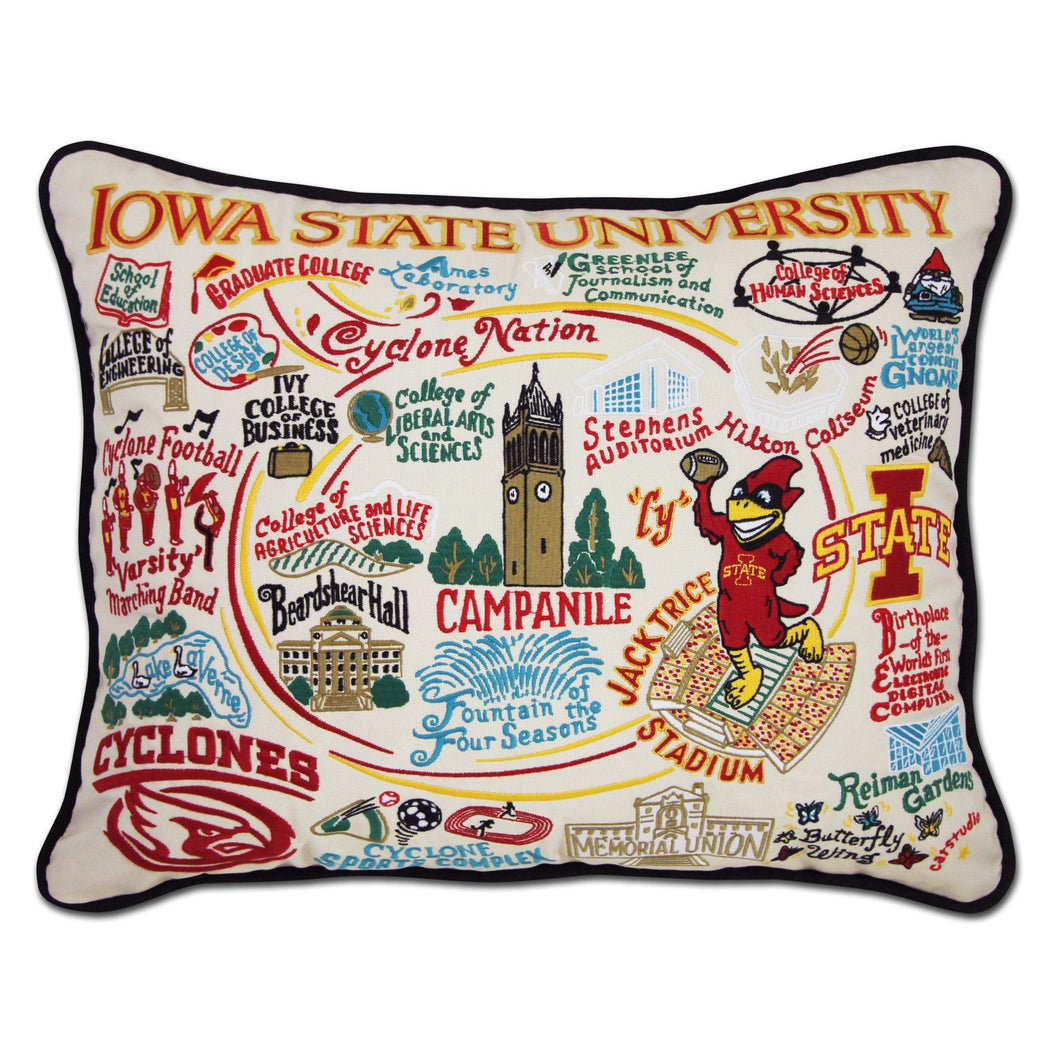 Iowa State University Collegiate Embroidered Pillow - catstudio