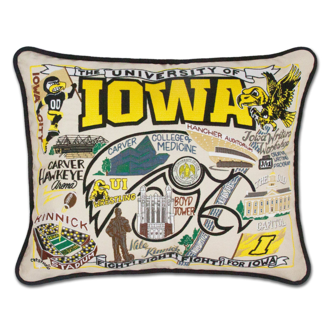 Iowa, University of Collegiate Embroidered Pillow - catstudio 