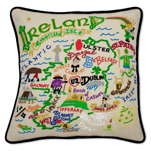 Ireland Hand-Embroidered Pillow - catstudio