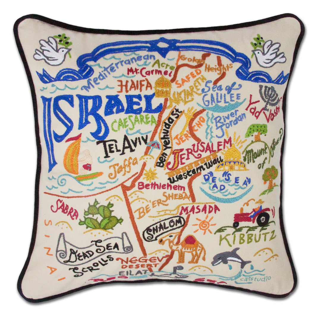 Israel Hand-Embroidered Pillow - catstudio