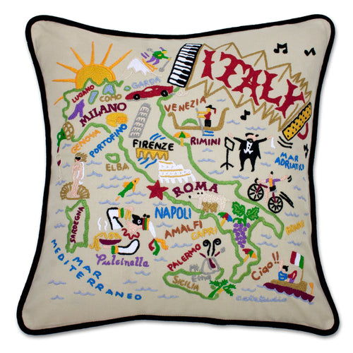 Italy Hand-Embroidered Pillow - catstudio