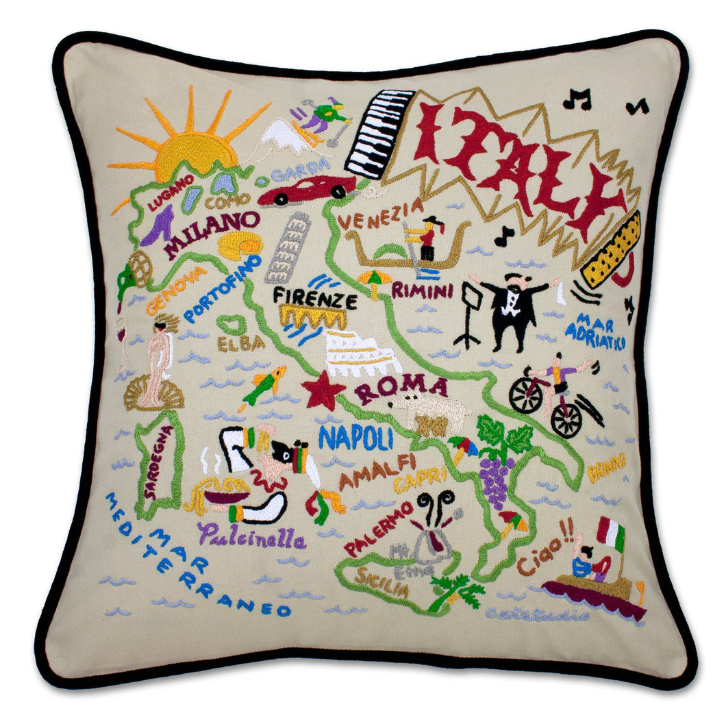 Italy XL Hand-Embroidered Pillow - catstudio