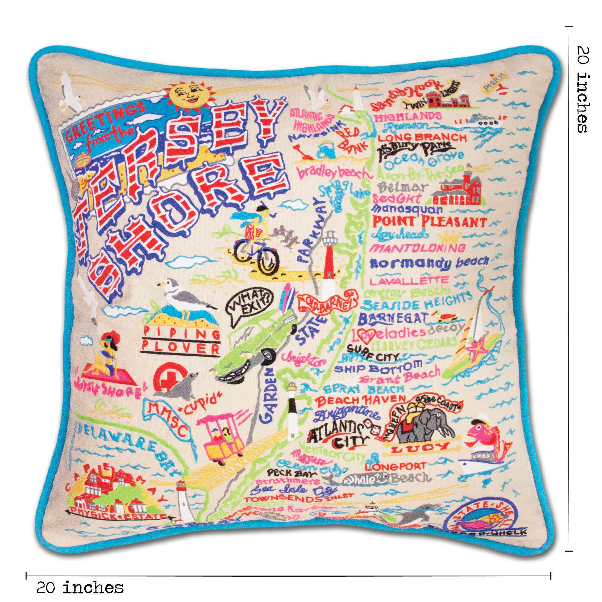 Jersey Shore Embroidered Pillow | New Jersey Collection by