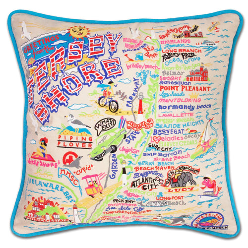 Jersey Shore Embroidered Pillow - catstudio