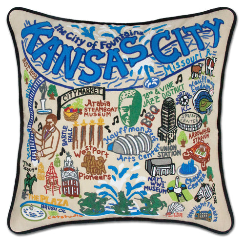 Kansas City Hand-Embroidered Pillow - catstudio
