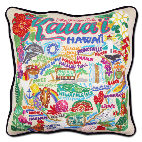 Kauai Hand-Embroidered Pillow - catstudio