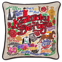 Load image into Gallery viewer, Kentucky Derby Hand-Embroidered Pillow - catstudio
