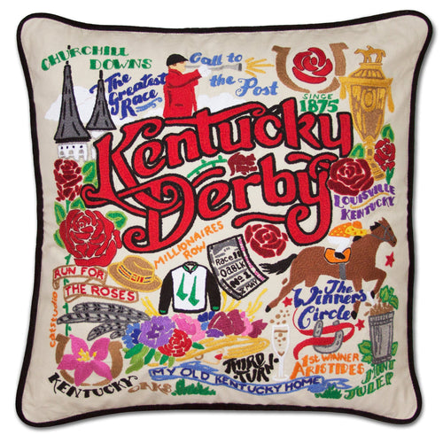 Kentucky Derby Hand-Embroidered Pillow - catstudio