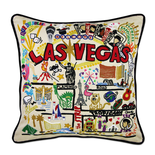 Las Vegas Hand-Embroidered Pillow Pillow catstudio 