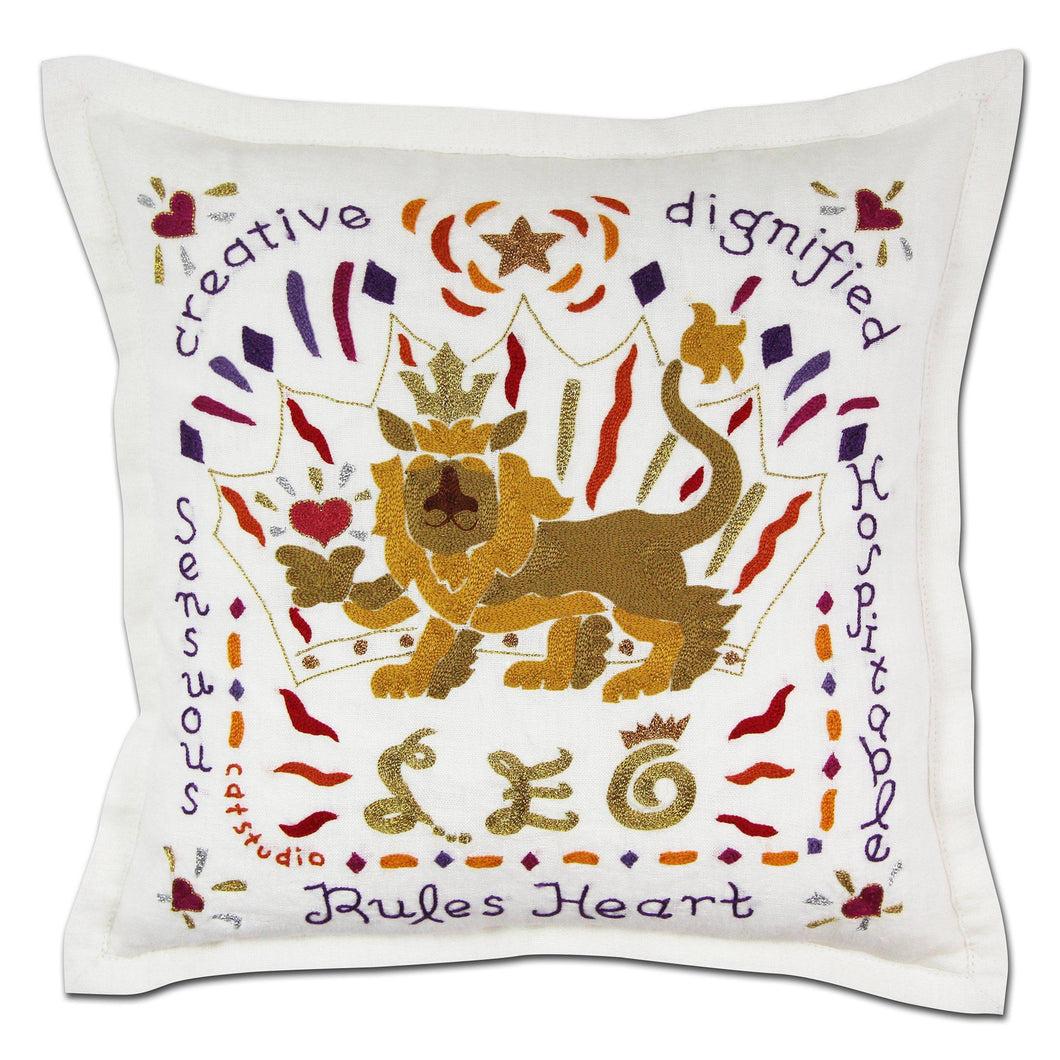 Leo Astrology Hand-Embroidered Pillow - catstudio