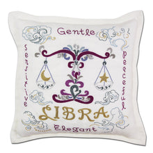Load image into Gallery viewer, Libra Astrology Hand-Embroidered Pillow - catstudio
