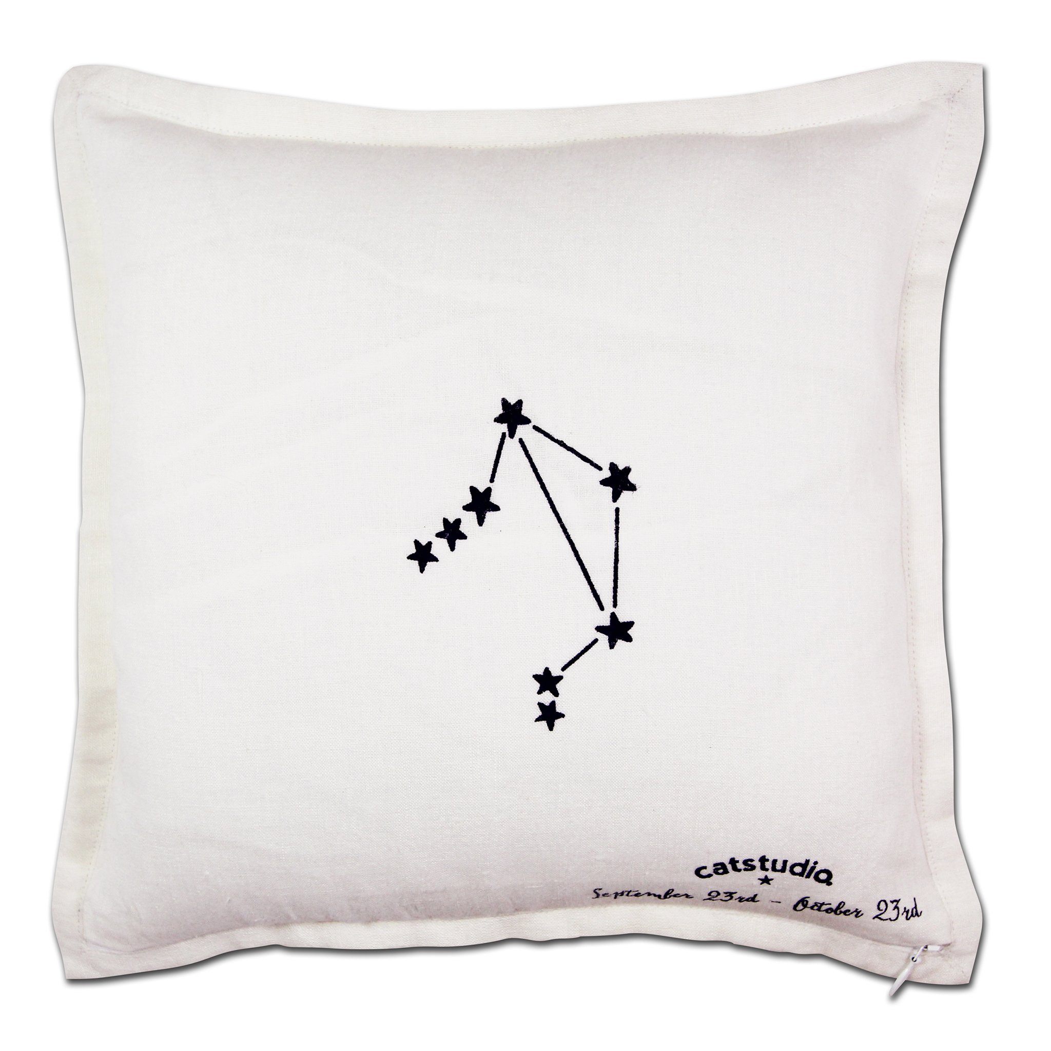 Libra Hand-Embroidered Pillow | Astrology Collection by catstudio ...