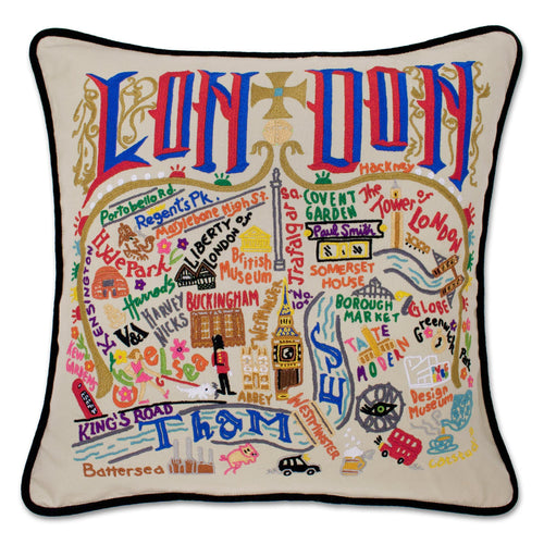 London Hand-Embroidered Pillow - catstudio