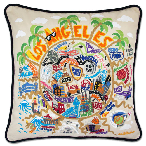 Los Angeles Hand-Embroidered Pillow - catstudio