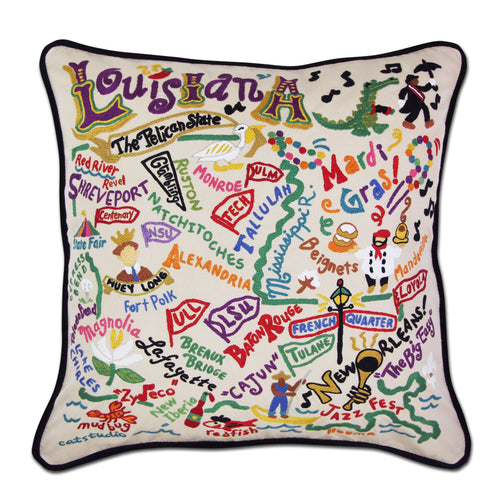 Louisiana Hand-Embroidered Pillow Pillow catstudio