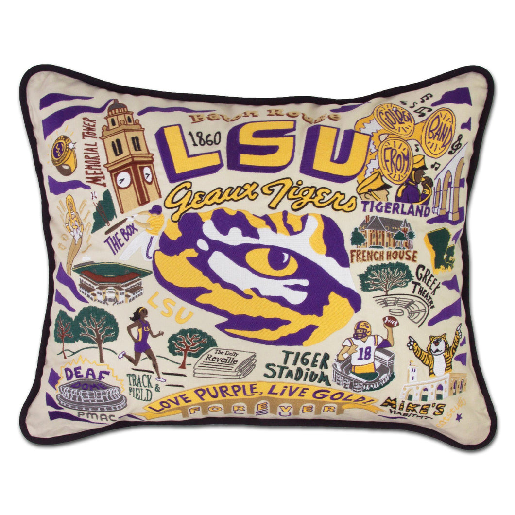 Louisiana State University (LSU) Collegiate Embroidered Pillow - catstudio