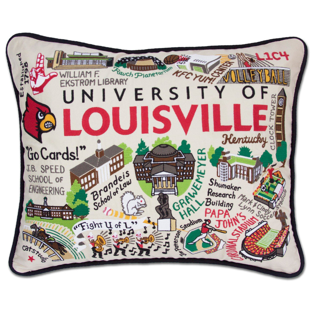 Louisville, University of Collegiate Embroidered Pillow - catstudio 