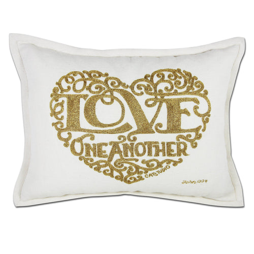 Love Heart Love Letters Hand-Embroidered Pillow Pillow catstudio Gold 