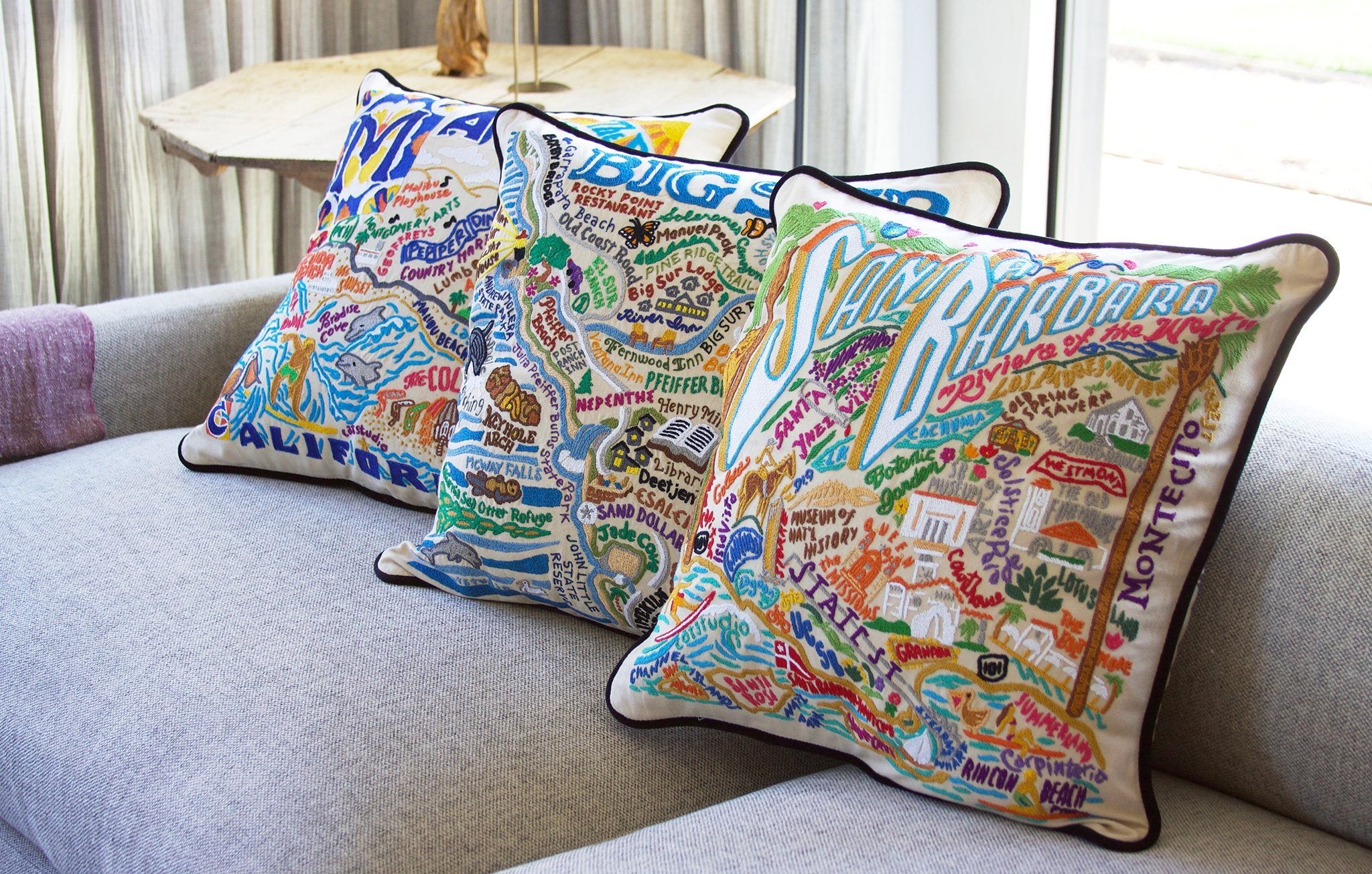Malibu Hand-Embroidered Pillow | California Collection by