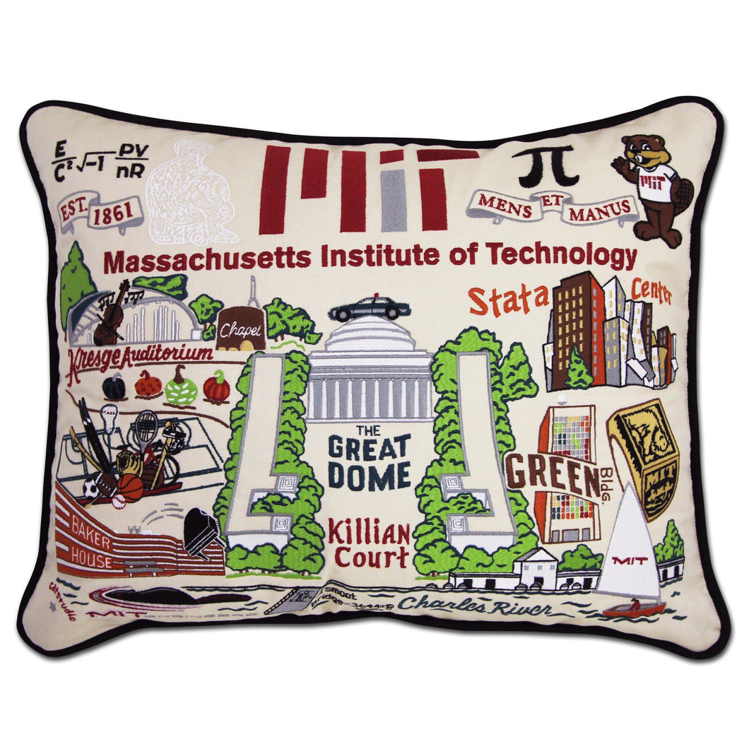 Massachusetts Institute of Technology (MIT) Collegiate Embroidered Pillow - catstudio