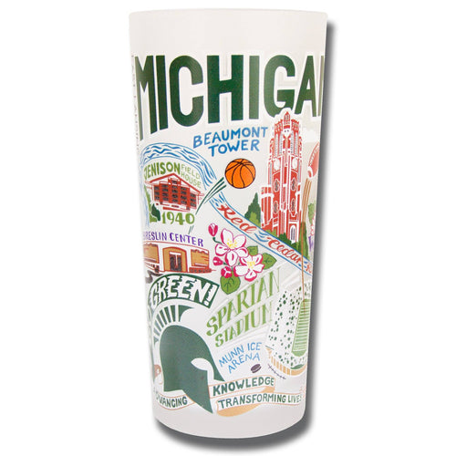 Michigan State University Collegiate Drinking Glass - catstudio 