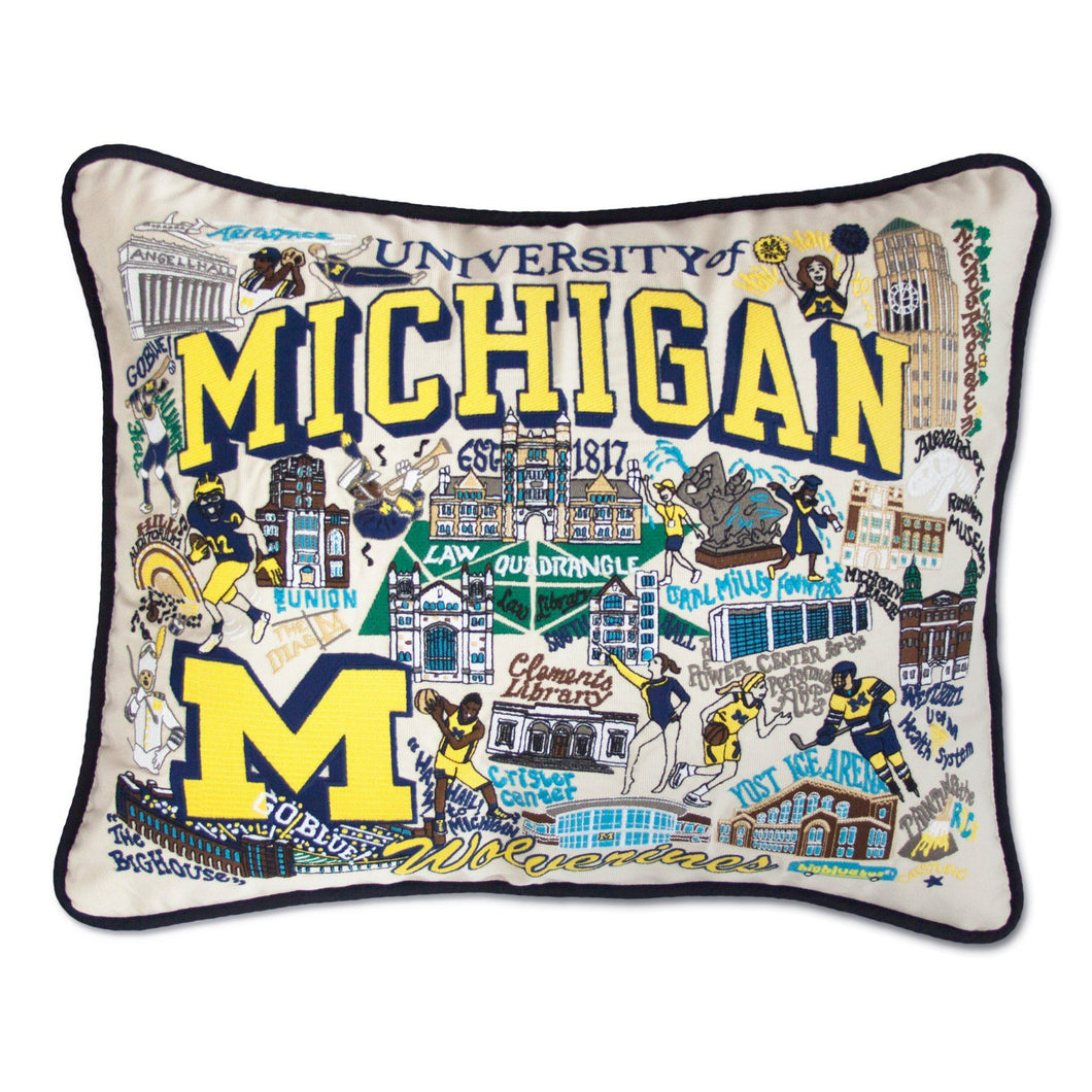 Michigan, University of Collegiate XL Hand-Embroidered Pillow - catstudio 