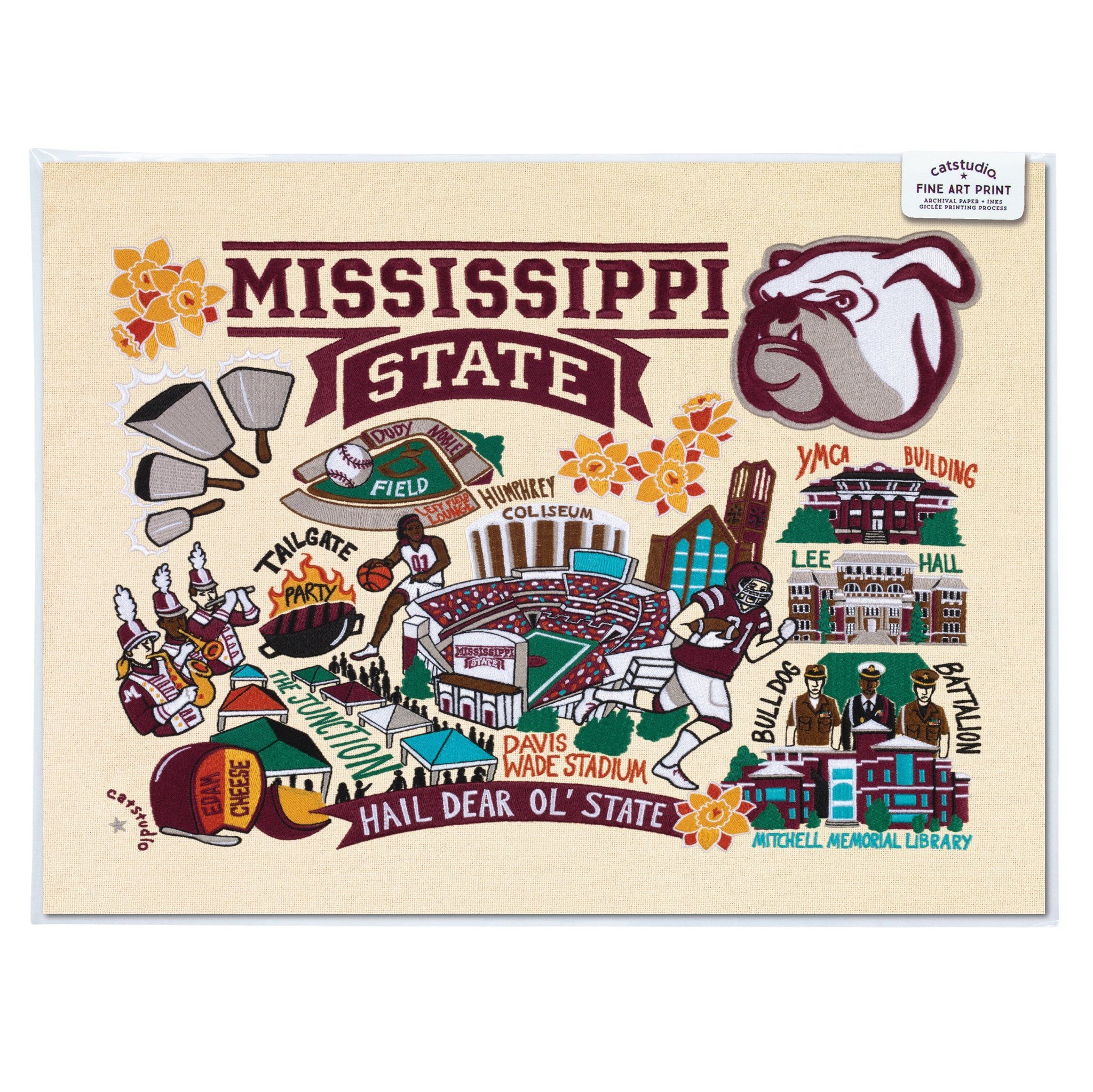 Ms State Designs Mississippi State University Fine Art Print | Collegiate Collection by ...