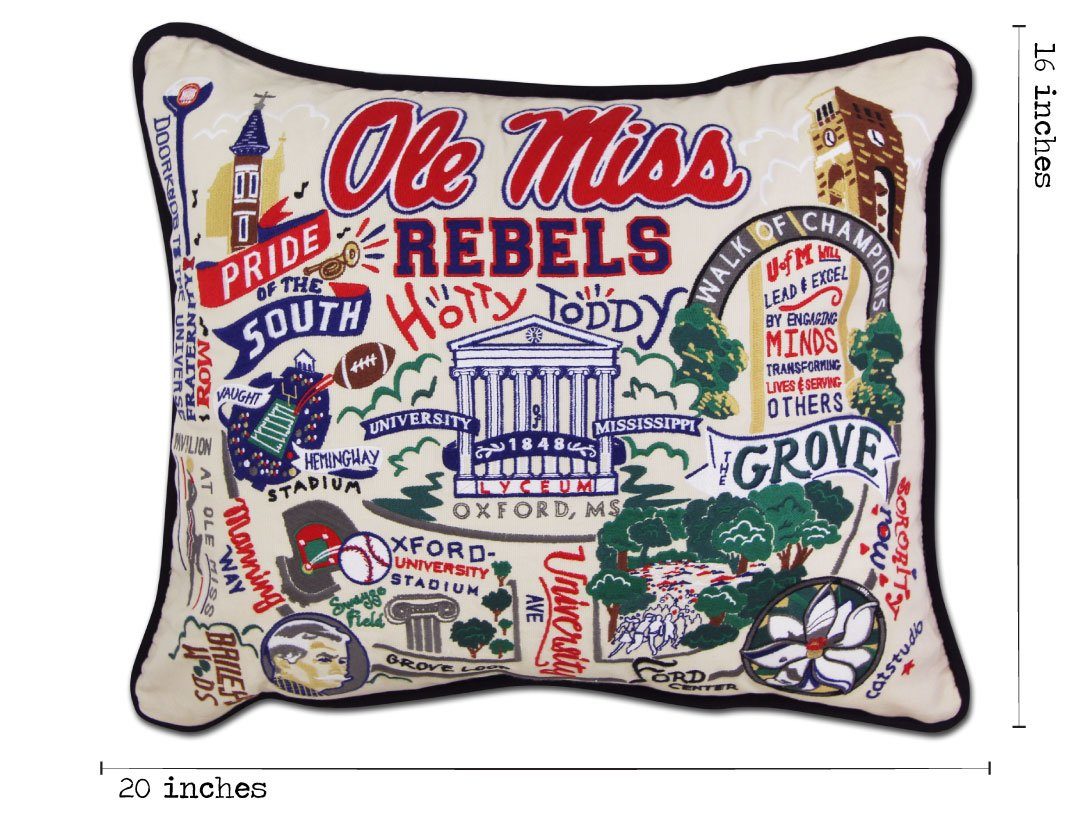 University of Mississippi Embroidered Pillow | Collegiate