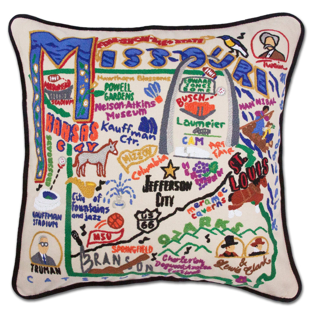 Missouri Hand-Embroidered Pillow - catstudio