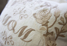 Load image into Gallery viewer, Mom Love Letters Hand-Embroidered Pillow - Available in Rose and Natural Pillow catstudio 
